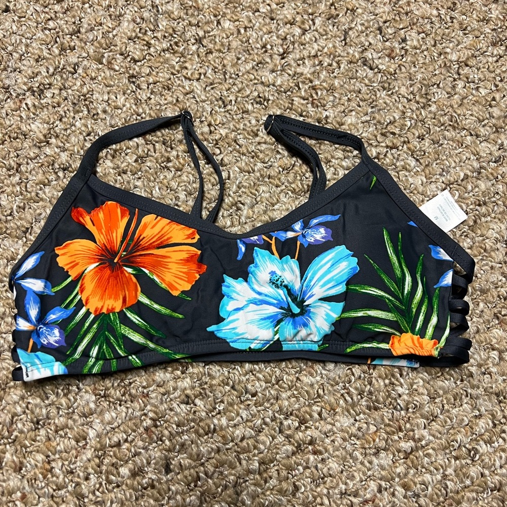 medium floral bikini top